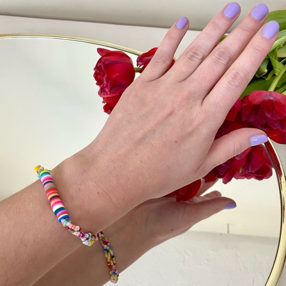 Pair Of Colorful Silicone Beaded Friendship Bracelets - Picture 4 of 9